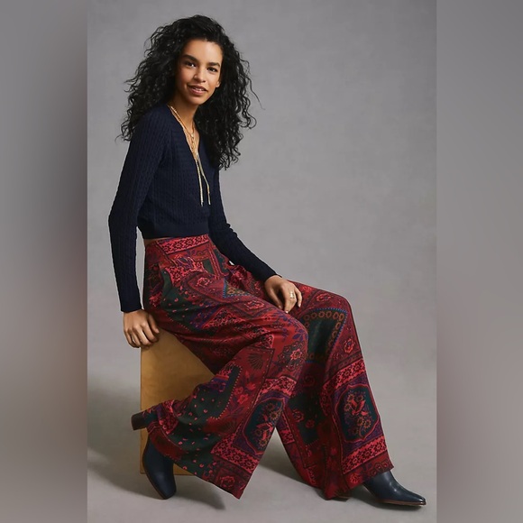 New Farm Rio x Anthropologie Wide Leg Printed Resort Pants Trousers sz S - Picture 4 of 12